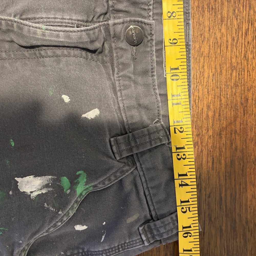 Carhartt Dark Gray Pants with Green & White Paint Splatter - Picture 9 of 10